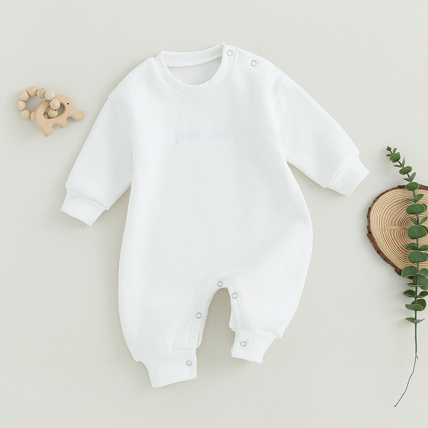 Twopumpkin Newborn Baby Boy Warm Sweatshirt Onesie Romper Long Sleeve Fleece Sweater Jumpsuit Winter Snow Outfit Clothes (Warm F