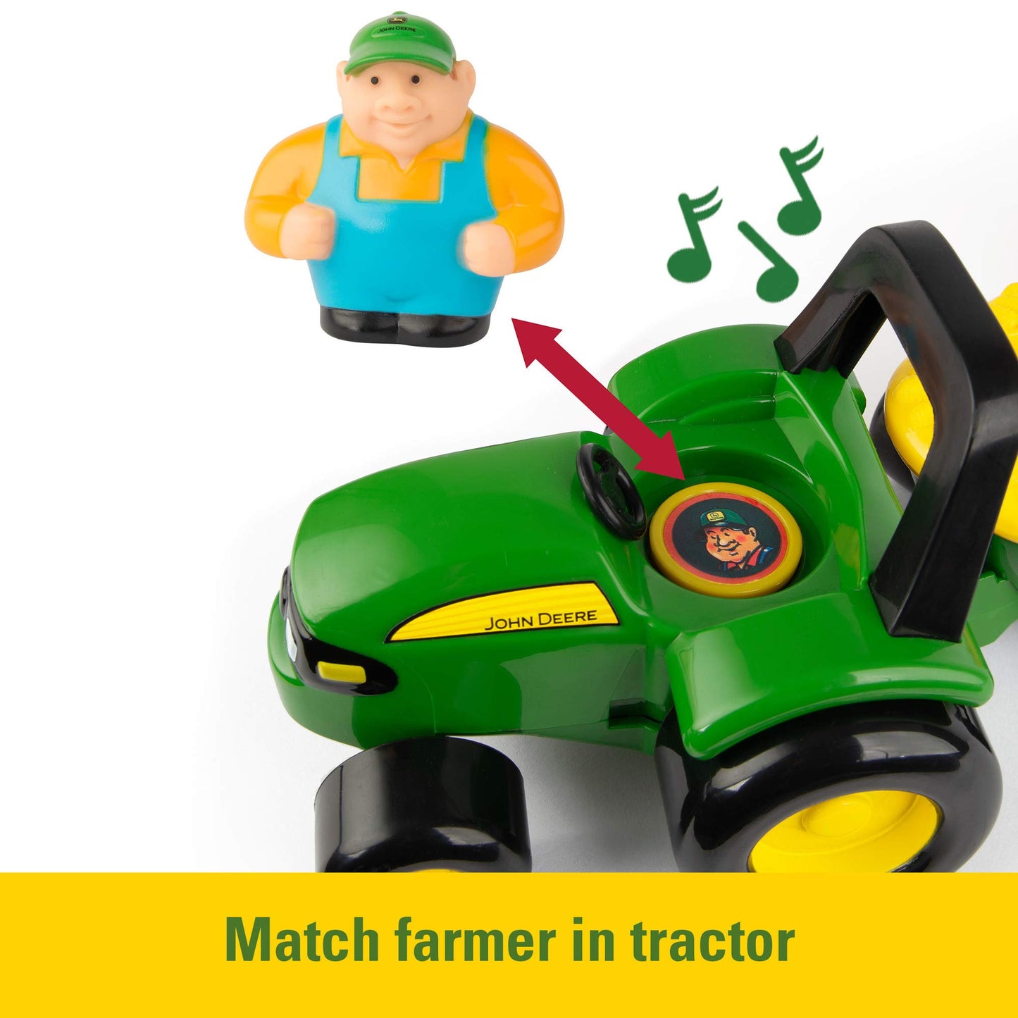 TOMY John Deere Animal Sounds Hayride Musical Tractor Toy - Musical Hayride Toddler Toys - Includes Farmer Figure, Tractor, and