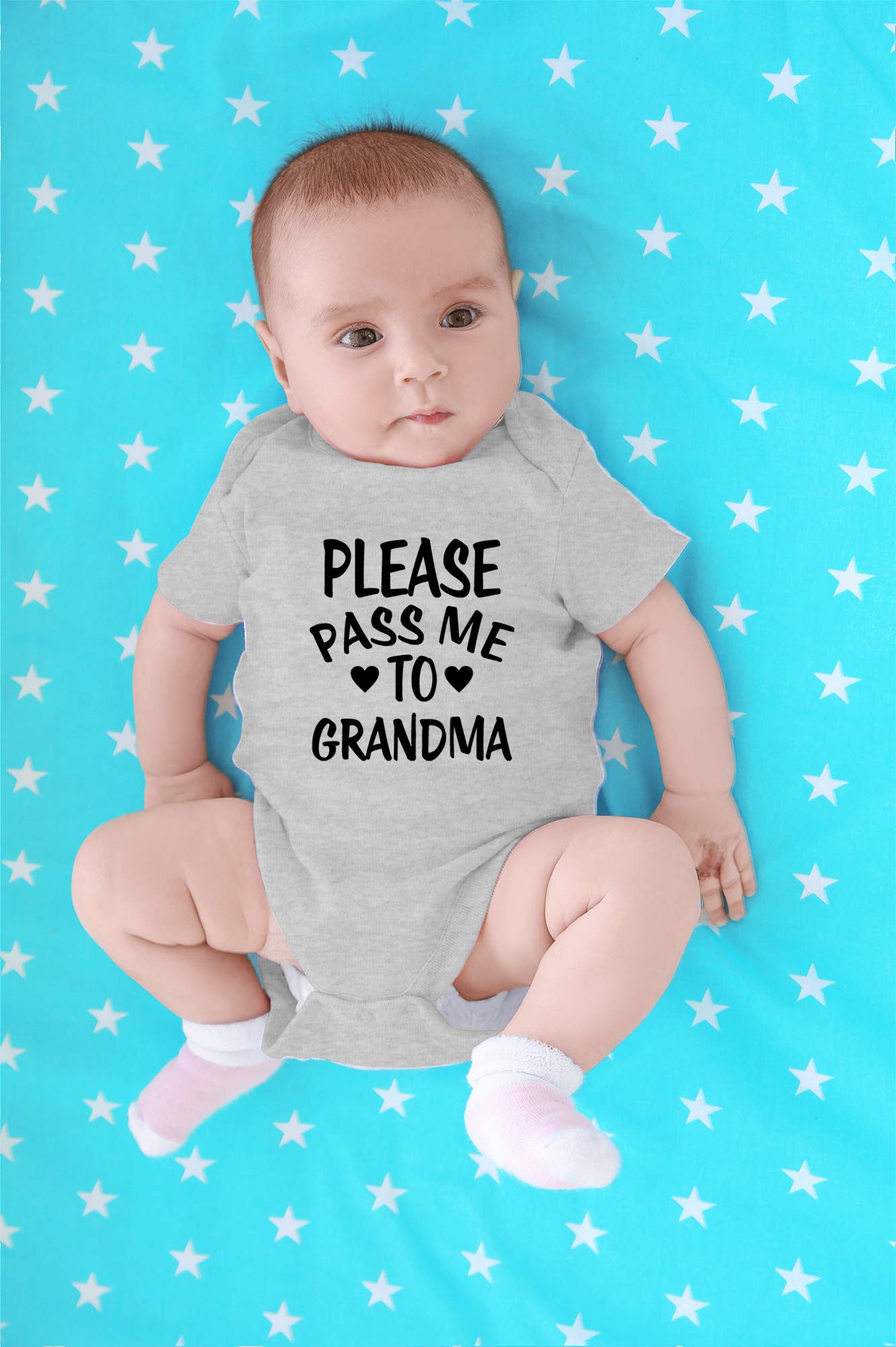 Cbtwear Please Pass Me To Grandma Baby Bodysuit Funny Infant Outfit Cute Newborn Clothes Unisex Romper (6 Months, Heather Grey)