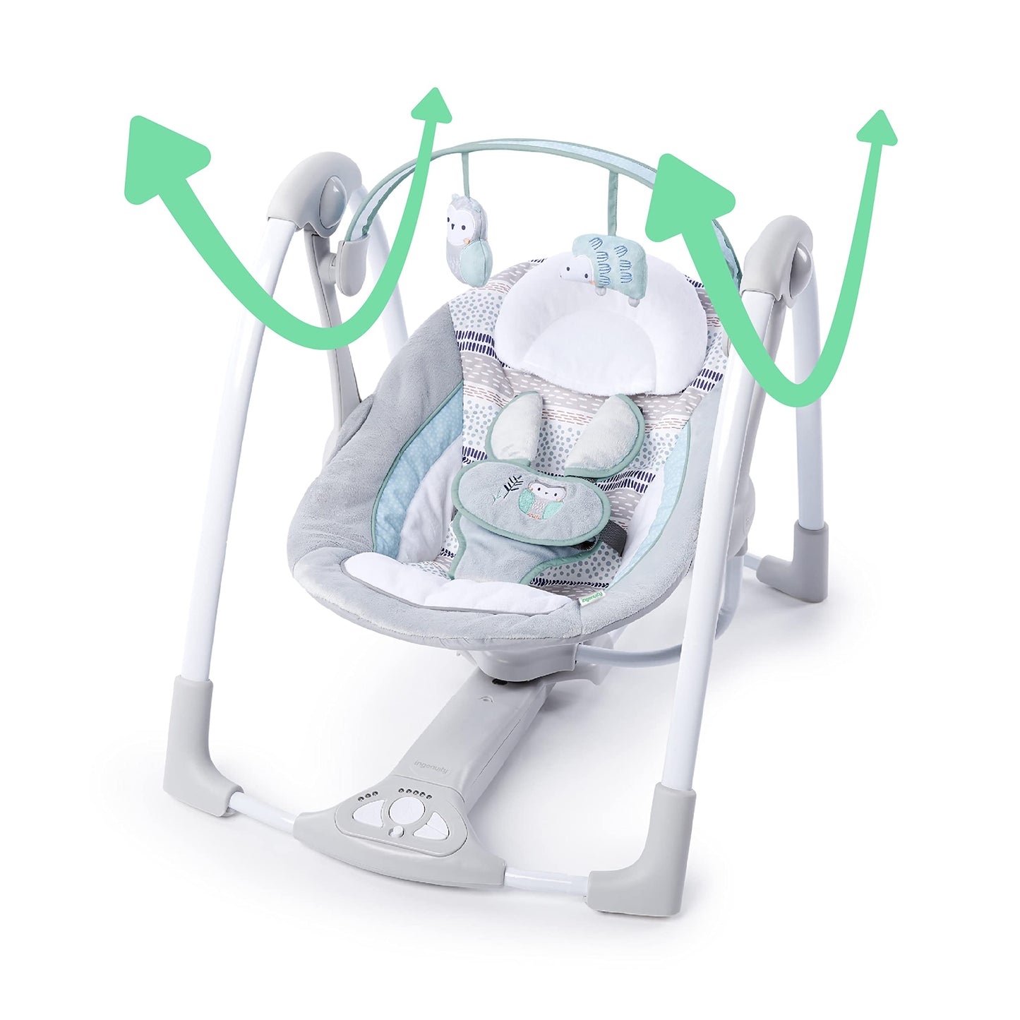 Ingenuity Compact Lightweight Portable Baby Swing With Music, Nature Sounds And Battery-Saving Technology - Abernathy, 0-9 Month