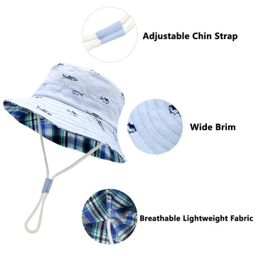 Sarfel Baby Sun Hat Toddler Summer Hats Upf 50+ Baby Bucket Hat Kids Beach Hats For Baby Boys Blue 18.9 '(48Cm)/6-12 Months