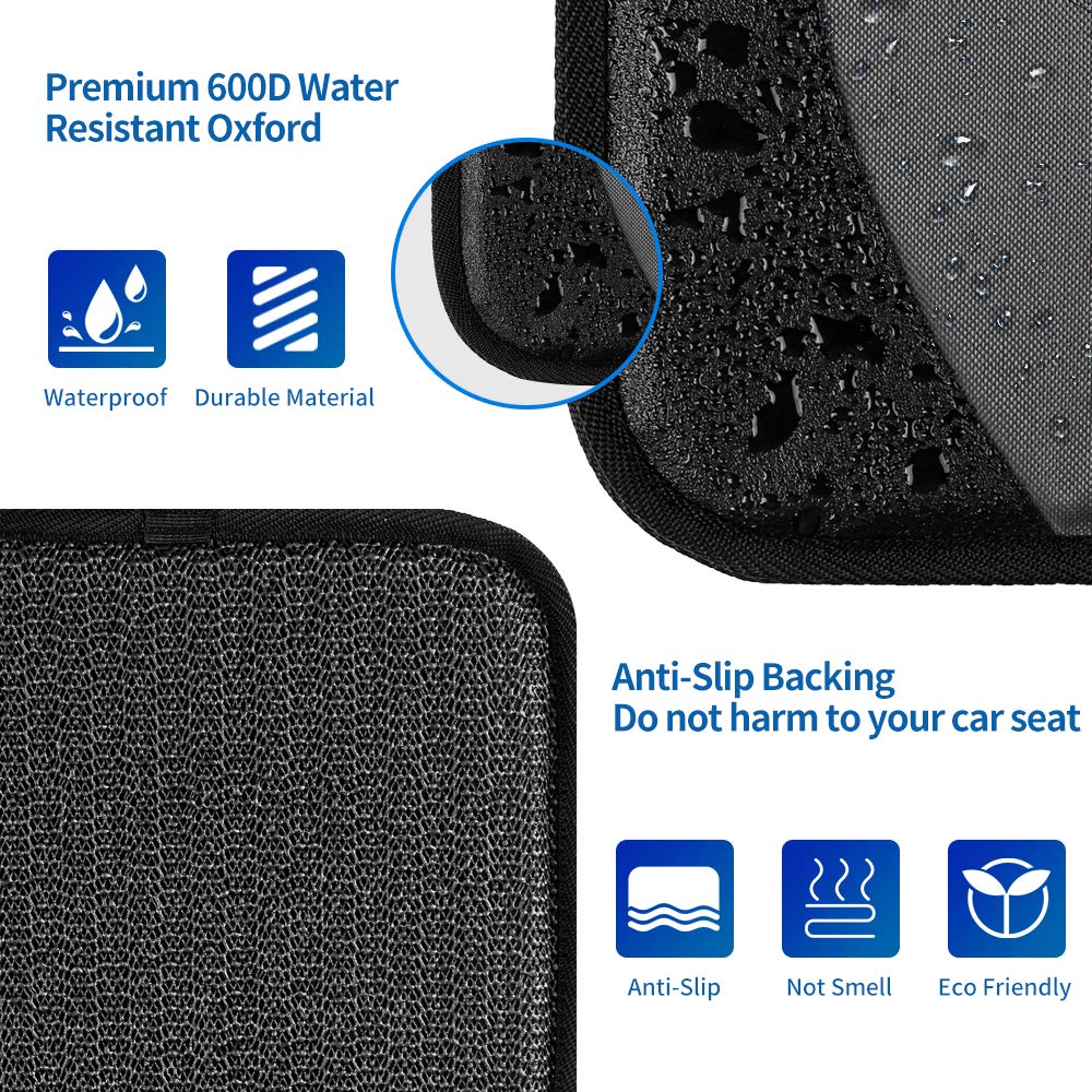 Car Seat Protector, 2 Pack Large Car Seat Protectors For Child Baby Car Seat With Organizer Pockets, Thick Padding Waterproof Ca