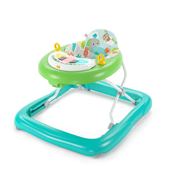 Bright Starts Tiny Trek 2-in-1 Baby Activity Walker with -Toy Station, Adjustable Height and Easy-Fold Frame, Jungle Vines Age 6