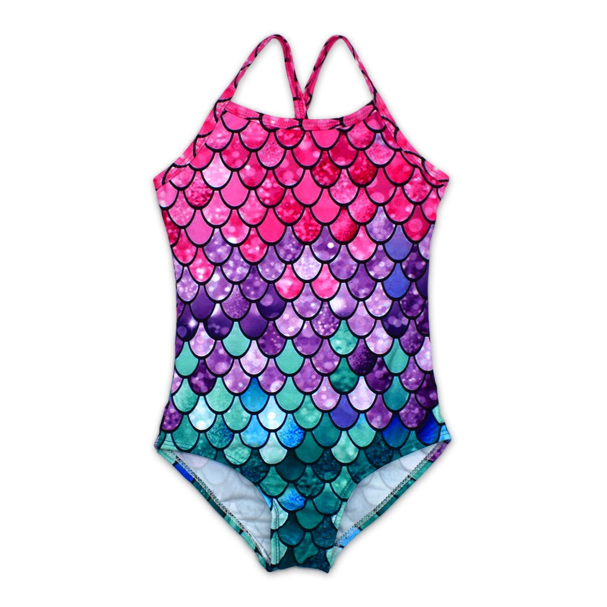 Honisen Big Girls One Pieces Swimsuit Cute Swimwear Bathing Suits Scale 7T