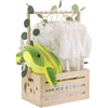 Wooden Baby Shower Crate Closet, Baby Shower Basket With Handle & Rack Hangers & Garland & Letter Cards Wooden Crate For Baby Sh