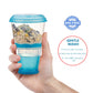 Inogih Cereal On The Go Cups Breakfast-Portable Drink-Cup Cereal To-Go Container-Cup With Spoon (Blue)