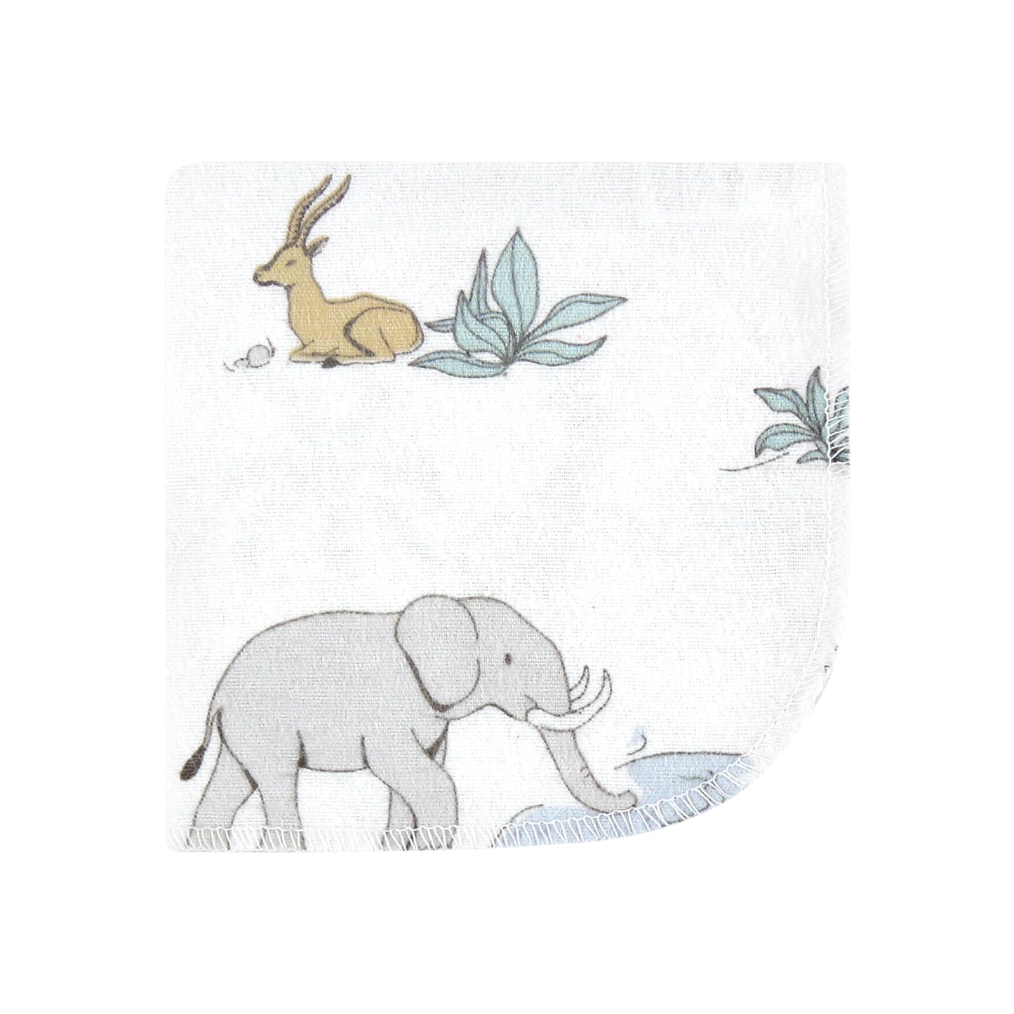Hudson Baby Unisex Baby Flannel Cotton Washcloths 10-Pack, Boy Safari World, One Size