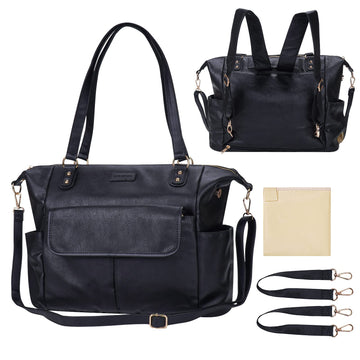 Johomviin Diaper Bag Tote Fashion Leather Diaper Bag Backpack With 13 Pockets For Mom Dad, Large Travel Baby Bag Purse For Boys