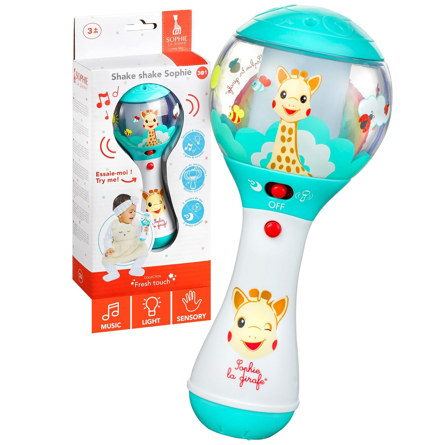 Sophie la girafe | Shake Shake Rattle | Fun & Easy to Grasp Rattle with a Motion Detector | 4 Different Musical Modes for Playti