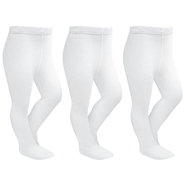 Stelle Toddler Girls Tights Baby Seamless Knit Thick Cotton Leggings Pantyhose(Infants/Kids/Childern)(3-Pack-White,Xxs)