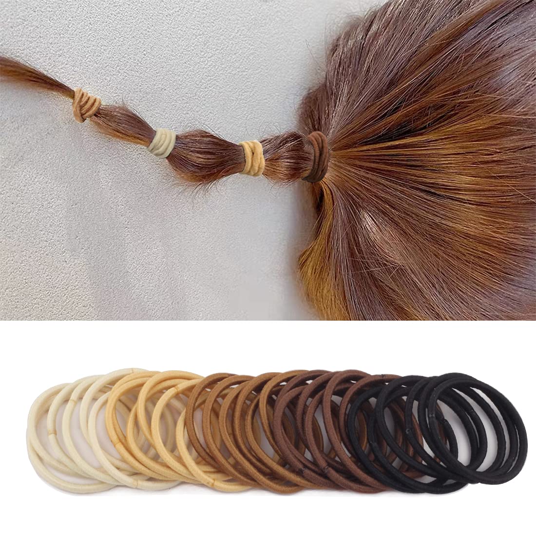 100 Pieces Small Baby Girls Hair Elastics Hair Ties Ponytail Holders Hair Bands For Kids(2 Mm X 2.5 Cm,Brown)