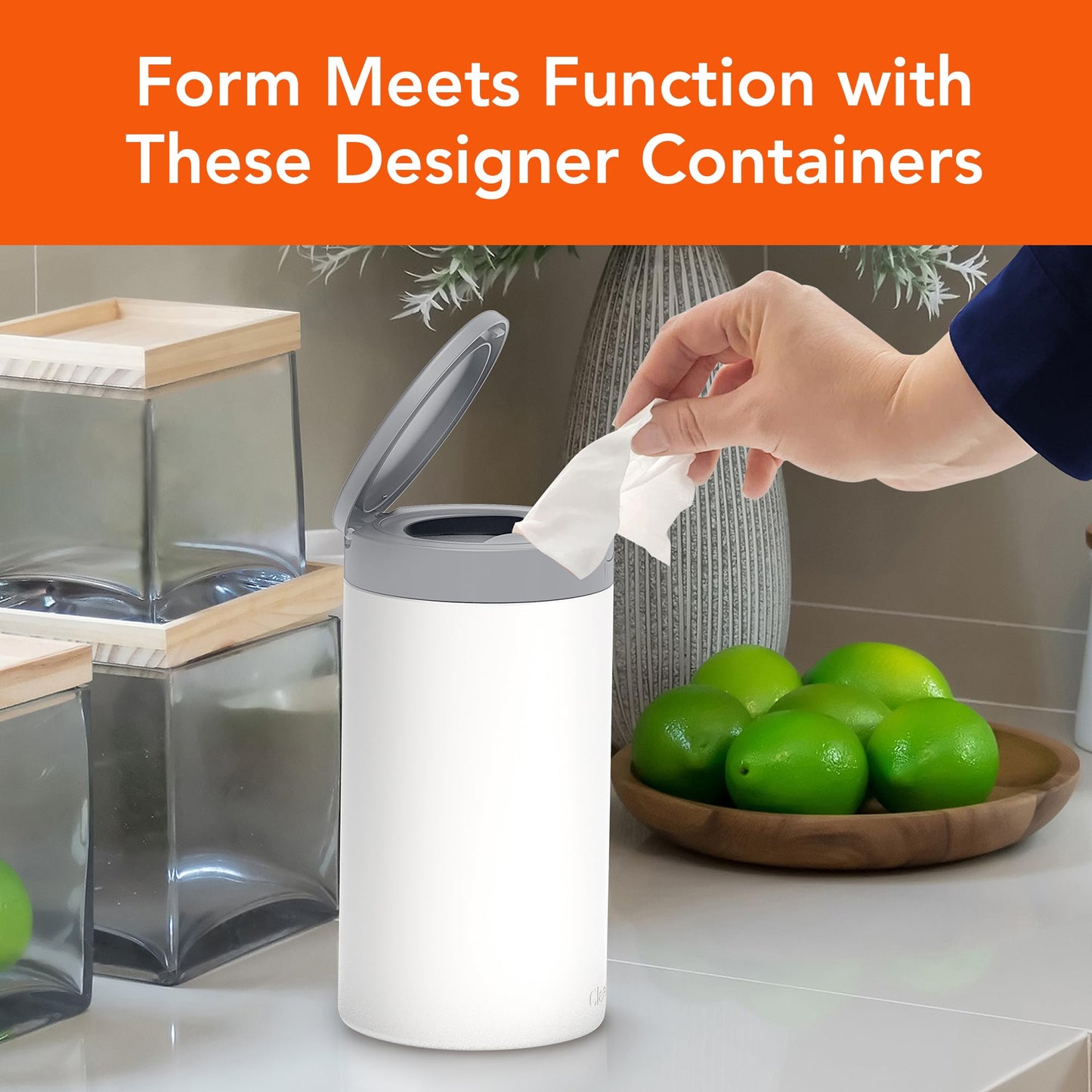 Spectrum Disinfecting Wipes Container With Push Button Lid - Refillable Dispenser For Bathroom, Kitchen, Classroom, Countertop,