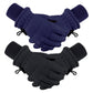 2 Pairs Kids Winter Ski Gloves Waterproof Warm Snow Mittens Full Finger Gloves For Toddlers Infants (Black, Navy Blue, 3-6 Years