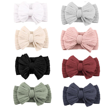 Chiduerm Baby Bows Headbands Nylon Hairbands Baby Girl Bows Hair Accessories For Infant Toddler Essentials (8Color-Warm Color, M