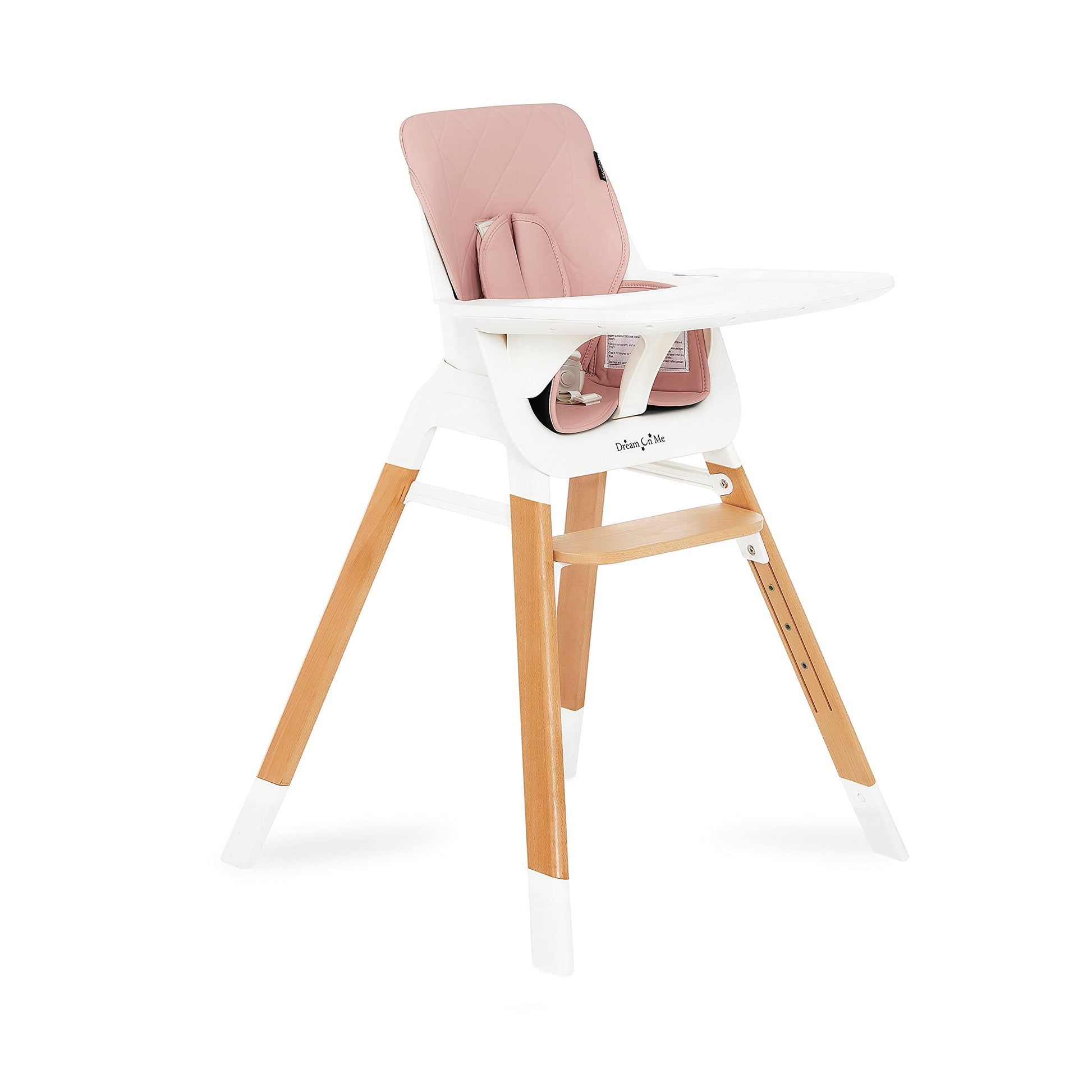 Dream On Me Nibble Wooden Compact High Chair In Pink| Light Weight | Portable |Removable Seat Cover I Adjustable Tray I Baby And