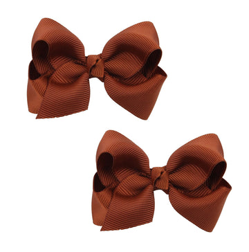 Koolgil Baby Girl's 2Pcs Cute 3 Inch Pure Color Bow-knot Hair Clip for Photography Travel Daily Life (Brown)