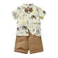 Jeelligular Toddler Baby Boy Summer Clothes Short Sleeve Button Down Shirt Shorts Set Gentlemen Casual Outfits 1-6 Years (Animal