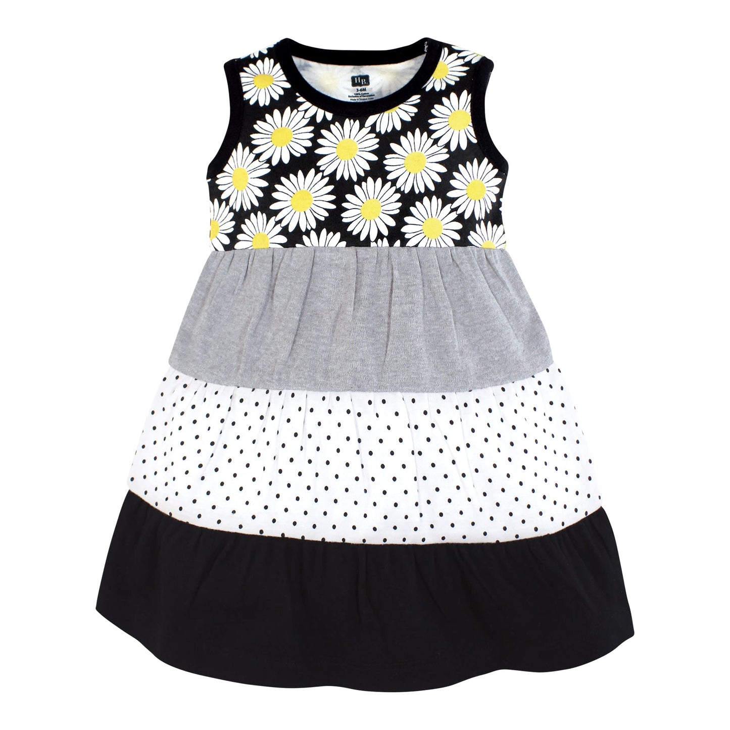 Hudson Baby Baby-Girls Cotton Dresses, Black Daisy, 0-3 Months