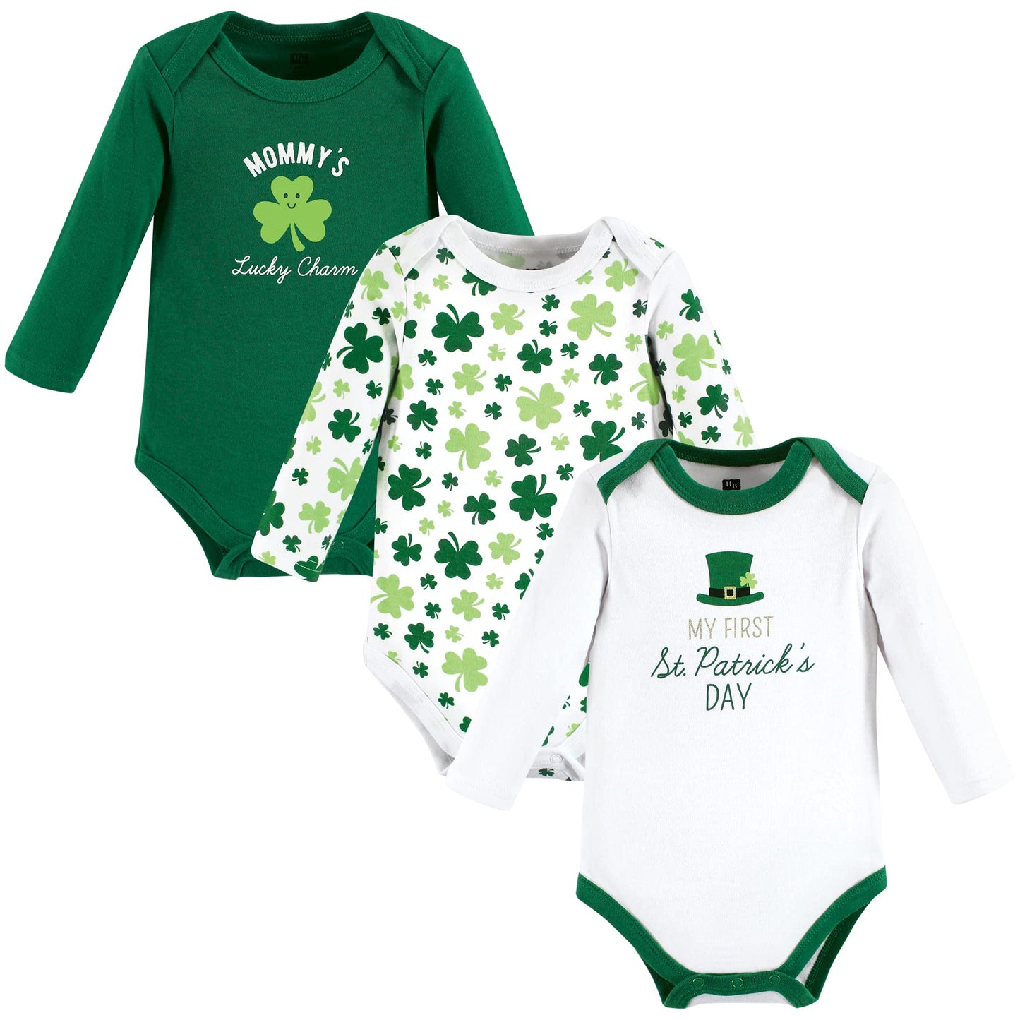 Hudson Baby Unisex Baby Cotton Long-Sleeve Bodysuits Lucky Charm, 3-6 Months