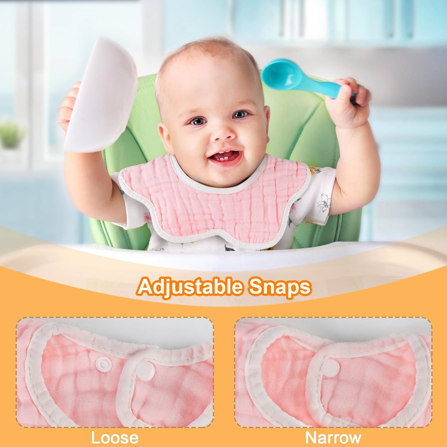 Accmor Muslin Baby Drool Bibs 8 Pack Baby Bandana Drool Bibs Soft Cotton Baby Bandana Bibs For Teething Drooling