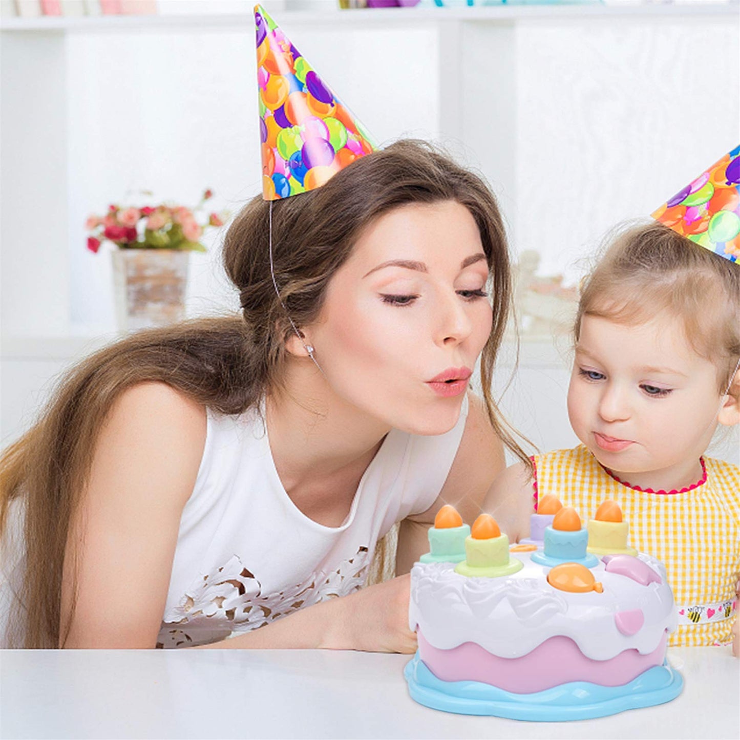 OKREVIEW First Birthday Cake Toy - Singing Music Cake Toys with Counting and Blow Candles Toys for 18 Months+ Old Boys Girls Bir