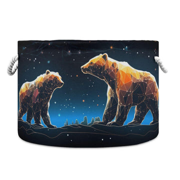 Canvas Storage Organizer Bin, Polar Bear (2) Storage Basket Laundry Hamper with Handle for Clothes Playroom Decor, Large, 20 in 