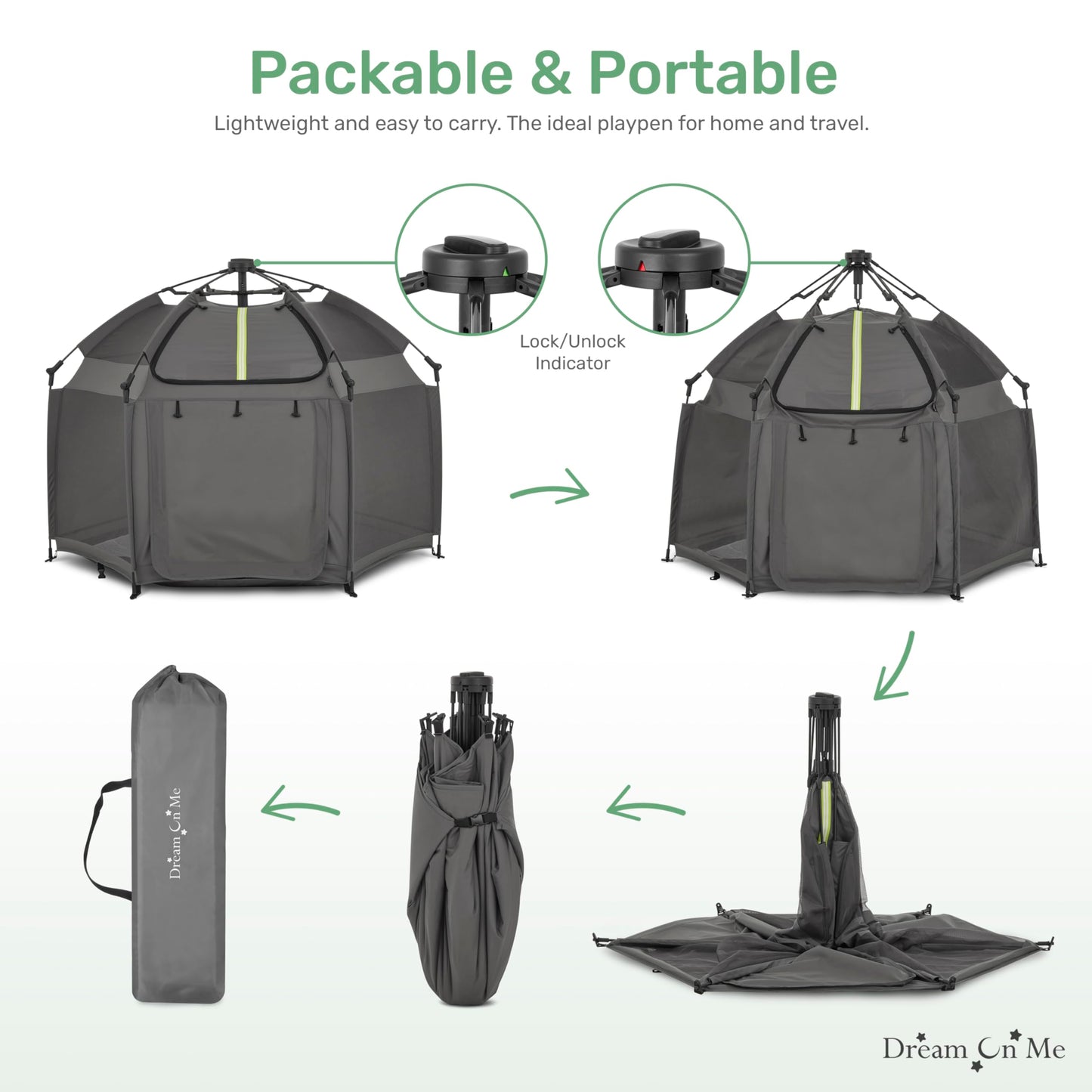 Dream On Me Pop Up Children Playpen In Charcoal, Easy Set Up For Babies And Toddlers, Breathable Mesh Sides, One Hand Easy Fold,