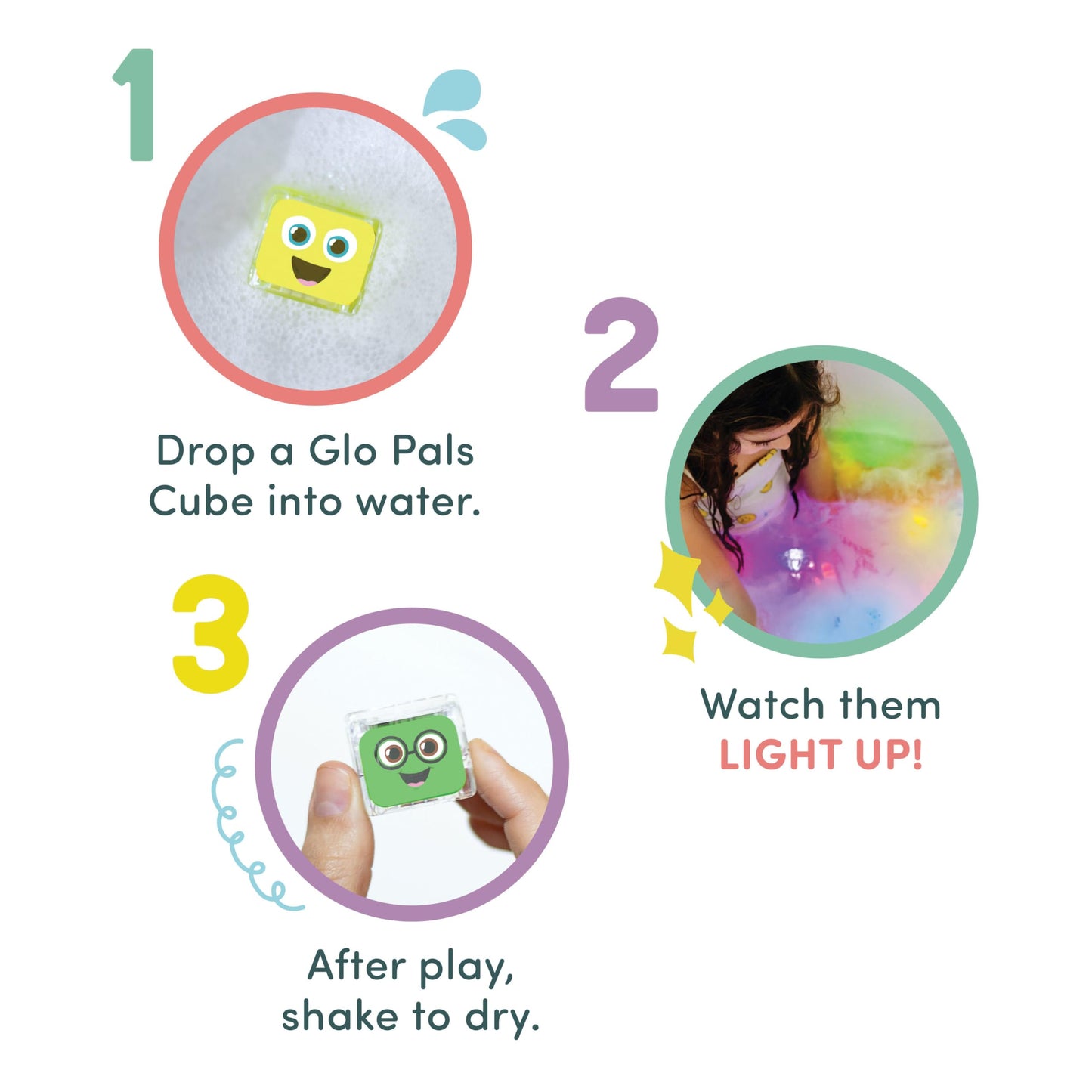 Glo Pals Water-Activated Light-Up Cubes for Sensory Play - 12 Pack