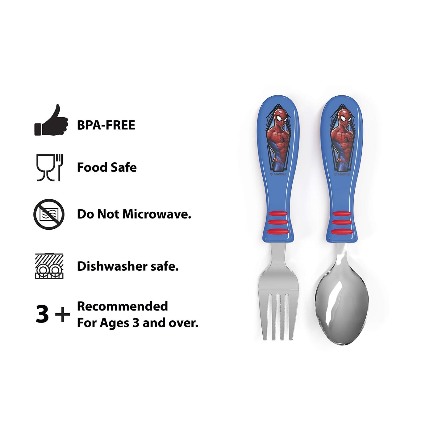 Zak! Marvel Spider-Man - 5-Piece Dinnerware Set - Durable Plastic & Stainless Steel - Includes Tumbler, 8-Inch Plate, 6-Inch Bow