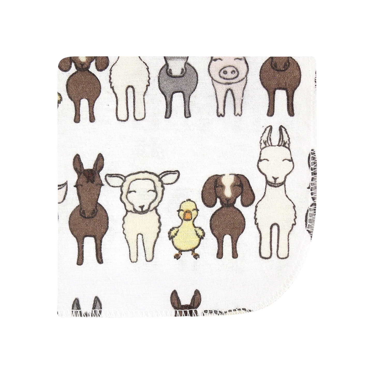 Hudson Baby Unisex Baby Flannel Cotton Washcloths 10-Pack, Farm Friends Grey, One Size