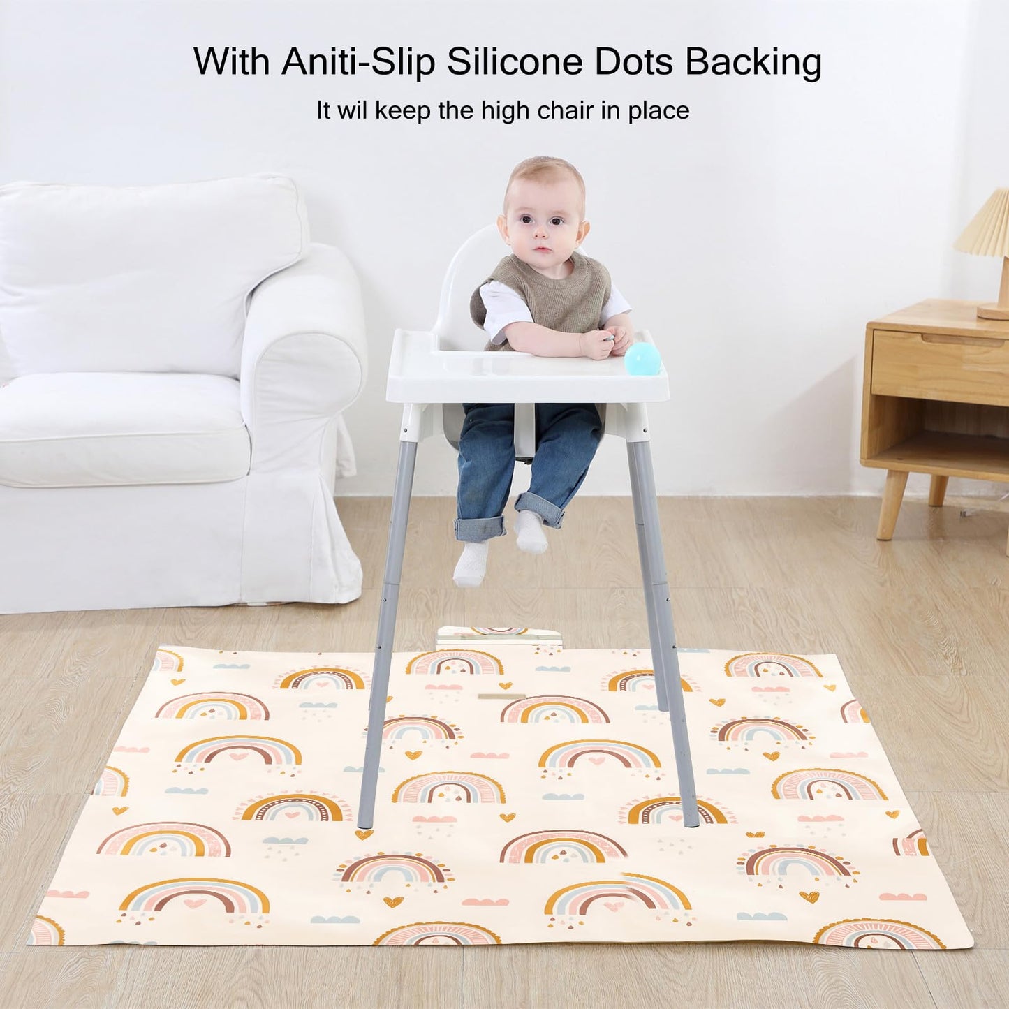 Insular Baby Splat Mat For Under High Chair/Arts/Crafts, Anti Slip And Waterproof Splash Mat For Floor, Portable Picnic Mat, 51X
