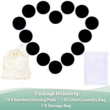 Wegreeco Nursing Breast Pads (14 Pack) + Laundry Bag & Travel Storage Bag, 3 Sizes: 3.9/4.7/5.5 Inch Option - Washable & Reusabl