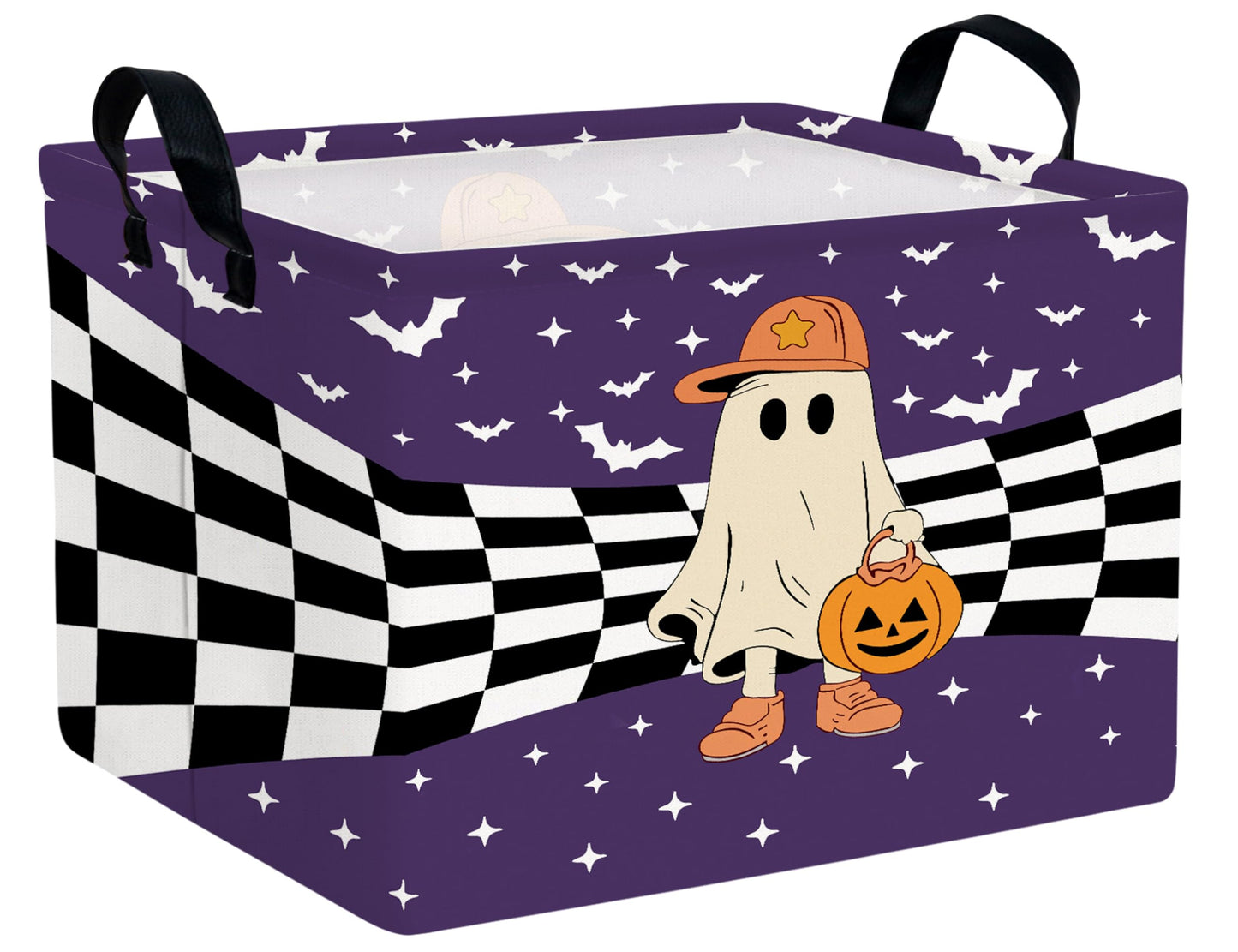 BOOHIT Large Halloween Themed Candy Gift Boo Basket for Kids Baby Personalized Adults Storage Bin Fall Decor(Baseball Hat Grid S