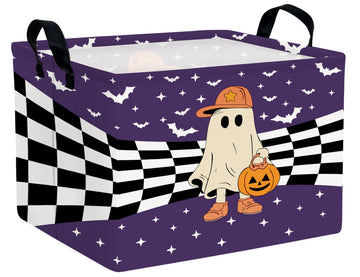 BOOHIT Large Halloween Themed Candy Gift Boo Basket for Kids Baby Personalized Adults Storage Bin Fall Decor(Baseball Hat Grid S
