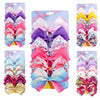[6Pcs/Set] 4.7 Inch Cute Mermaid Unicorn Rainbow Colorful Hair Bows Clips Grosgrain Ribbon Alligator Accessories For Girls (Mode