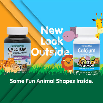 Naturesplus Animal Parade Calcium, Vanilla Sundae Flavor - 90 Animal-Shaped Chewable Tablets - Pack Of 2 - Promotes Healthy Bone