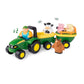 TOMY John Deere Animal Sounds Hayride Musical Tractor Toy - Musical Hayride Toddler Toys - Includes Farmer Figure, Tractor, and