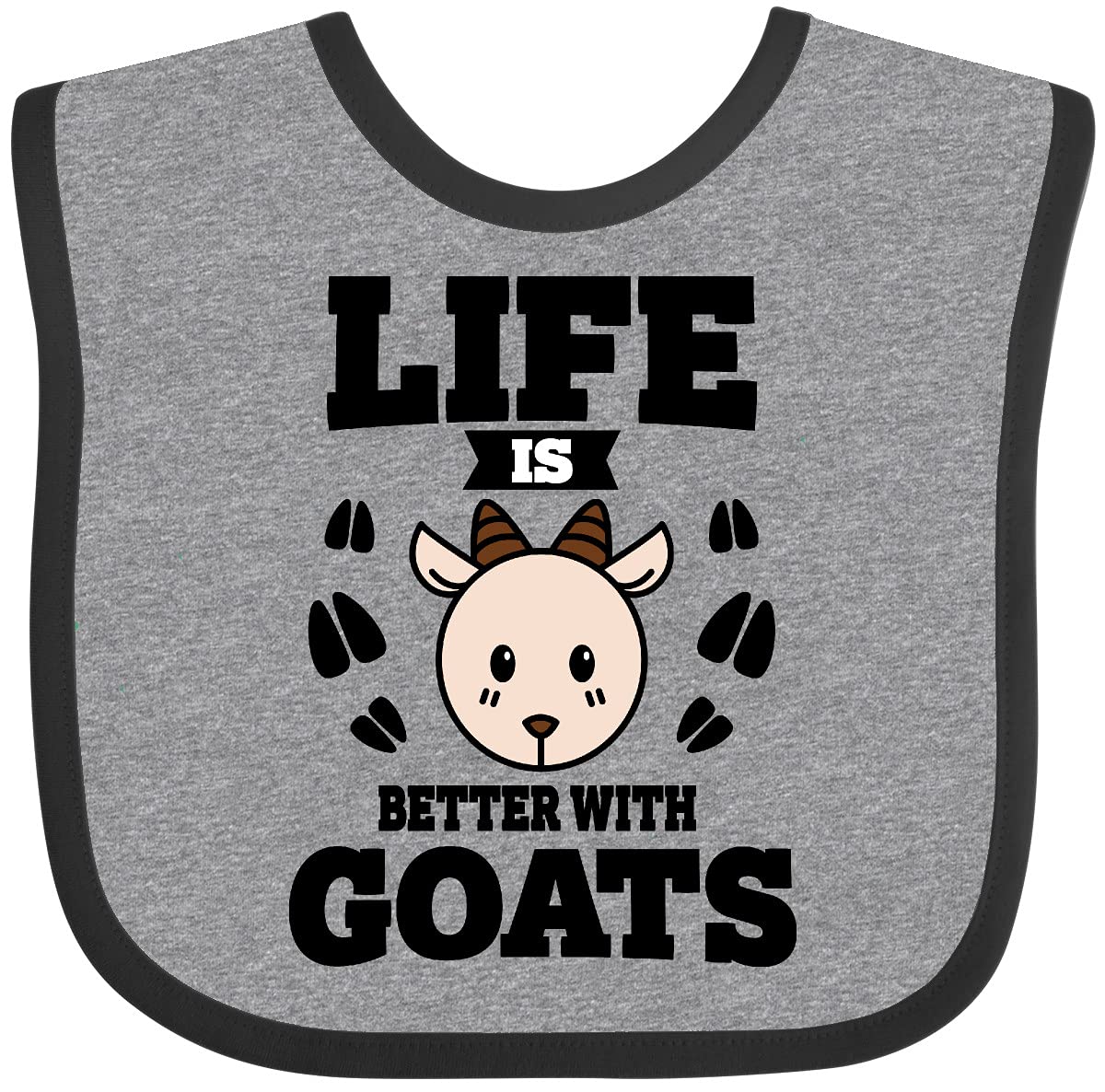 Inktastic Life Is Better With Goats Baby Bib Heather And Black 3457B