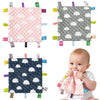 SNOWIE SOFT Baby Tags Security Blanket Soft Sensory Plush Blanket with Colorful Tag Ribbons for Newborns and Babies