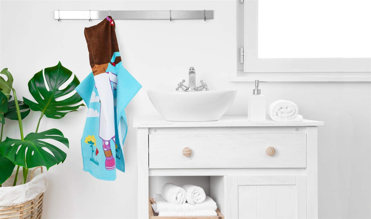 Disney Doc Mcstuffins Doc Kids Bath/Pool/Beach Hooded Poncho - Super Soft & Absorbent Cotton Towel, Measures 22 X 22 Inches (Off