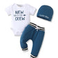 Renotemy Baby Boy Summer Clothes Short Sleeve New To The Crew Toddler Boy Clothes Outfits Blue Boy Outfits 12-18 Months