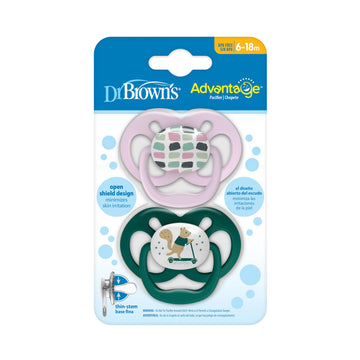 Dr. Brown'S Advantage Baby Pacifiers, 6 -18 Month, Pink, 2 Count