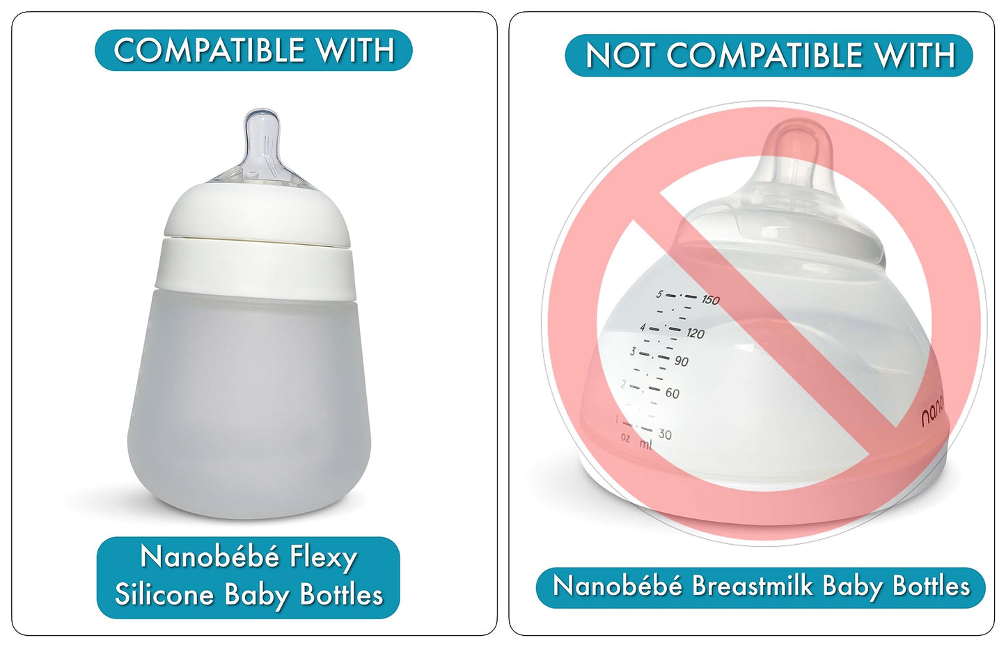 Straw Cup Conversion Kit For Nanob  B   Flexy Silicone Baby Bottles 2-Count | Soft Food Grade Silicone Sippy Spout Nipples, Weig