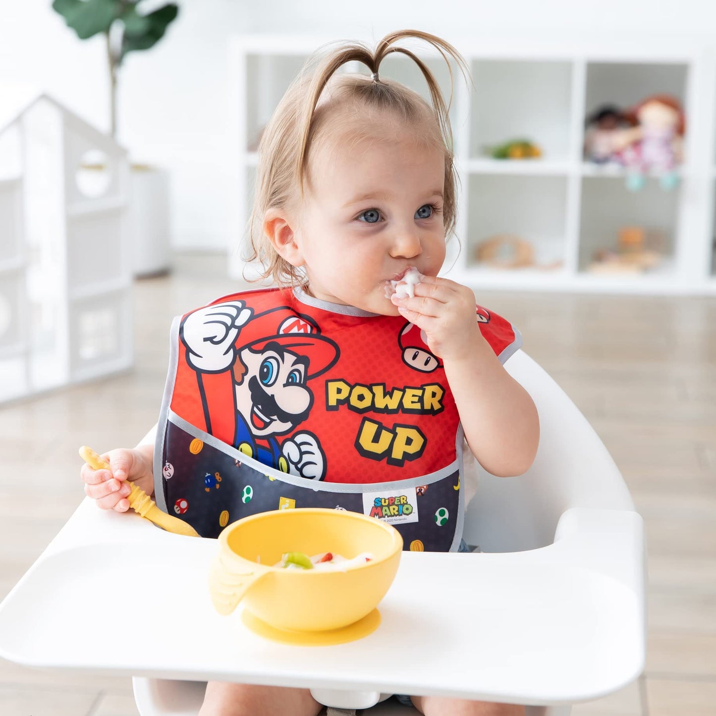 Bumkins Nintendo Bibs For Girl Or Boy, Superbib Baby And Toddler 6-24 Months, Essential Must Have For Eating, Feeding, Baby Led