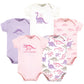 Touched By Nature Unisex Baby Organic Cotton Bodysuits, Retro Dino, 12-18 Months