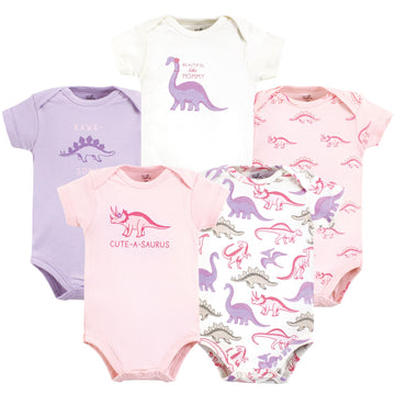 Touched By Nature Unisex Baby Organic Cotton Bodysuits, Retro Dino, 12-18 Months