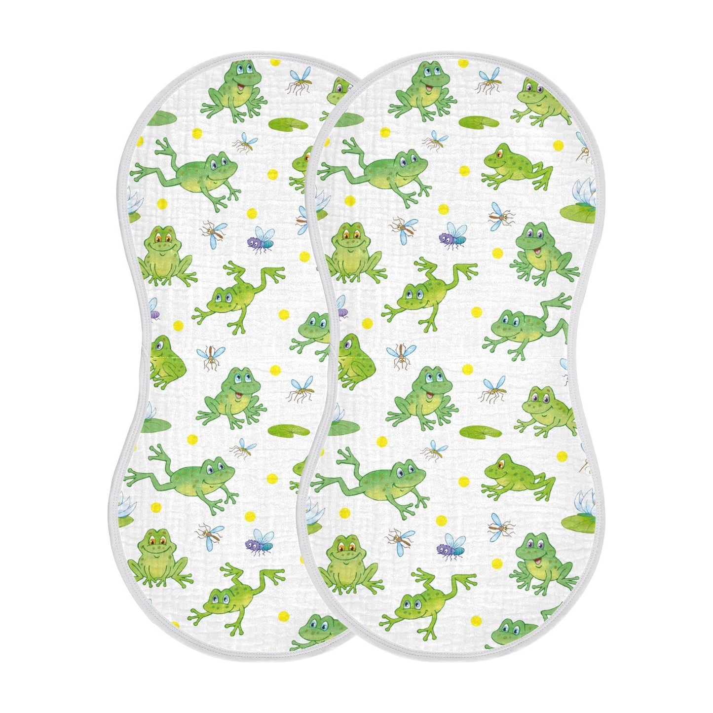 YYZZH Cartoon Frog Lily Lotus Leaf Muslin Burp Cloths for Baby 2 Pack 100% Cotton Baby Washcloths Bibs for Boy Girl