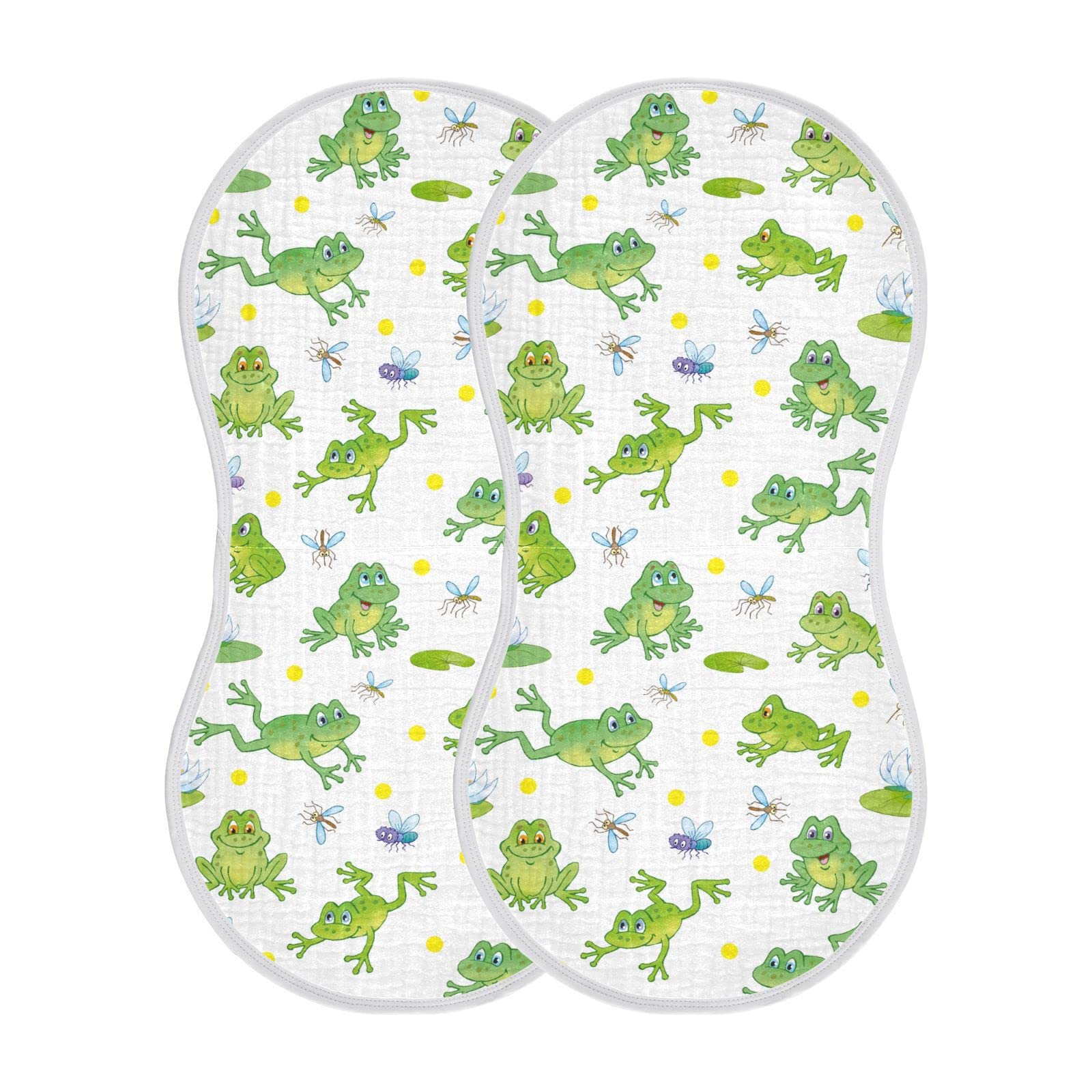 YYZZH Cartoon Frog Lily Lotus Leaf Muslin Burp Cloths for Baby 2 Pack 100% Cotton Baby Washcloths Bibs for Boy Girl