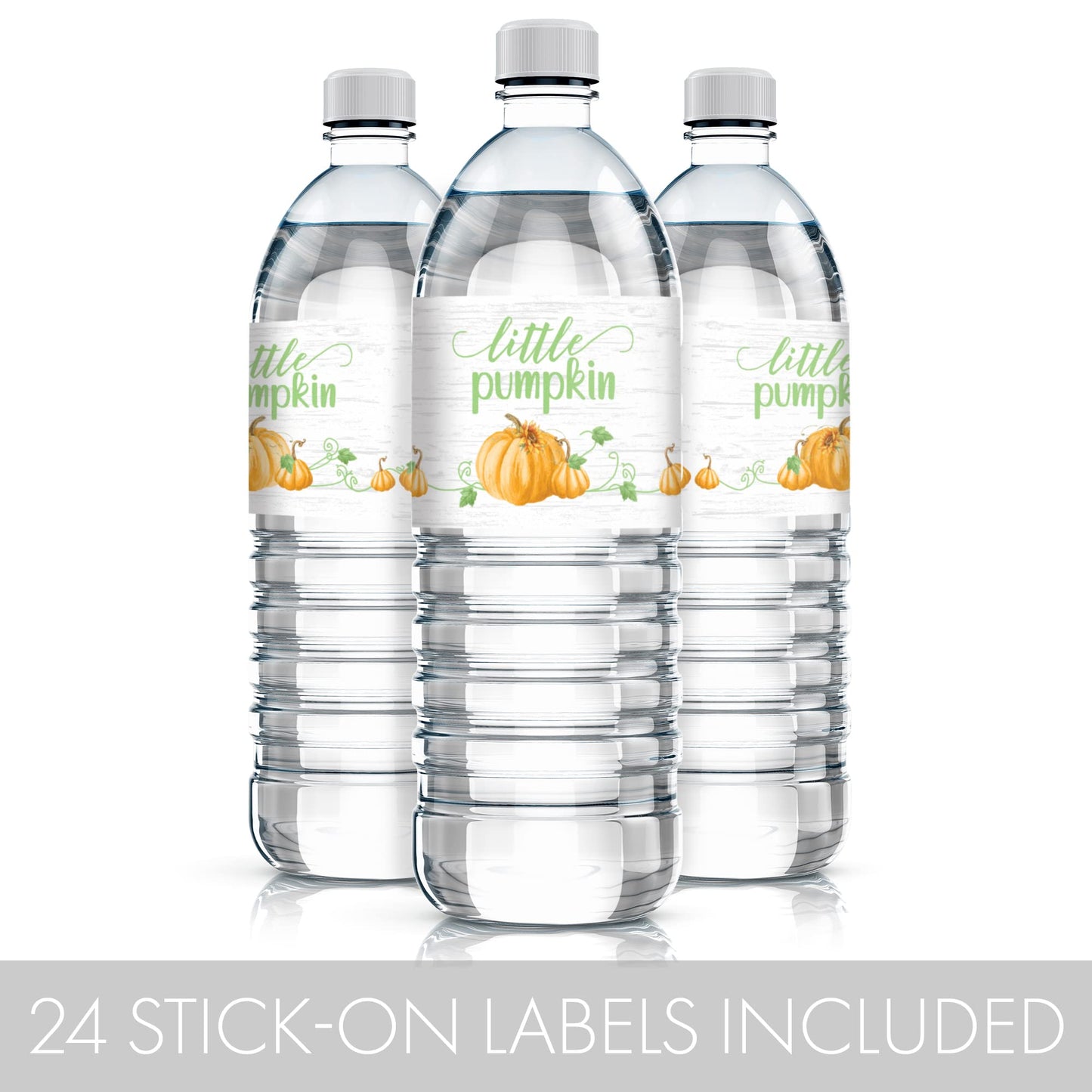 Orange Little Pumpkin Baby Shower Water Bottle Labels - Autumn Waterproof Bottle Wrappers - 24 Count - Fall Unisex Pumpkin Patch
