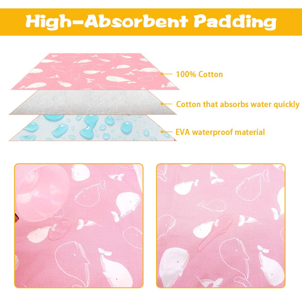 2 Pcs Baby Diaper Changing Pad, Maveek 19.7'' X 27.6'' Newborns Waterproof Diaper Pad Reusable Nappy Multi Function Washable Mat
